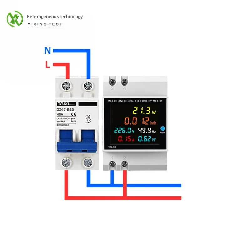 6IN1 Din rail AC monitor 110V 220V 380V 100A Voltage Current Power Factor Active KWH Electric energy Frequency meter VOLT AMP