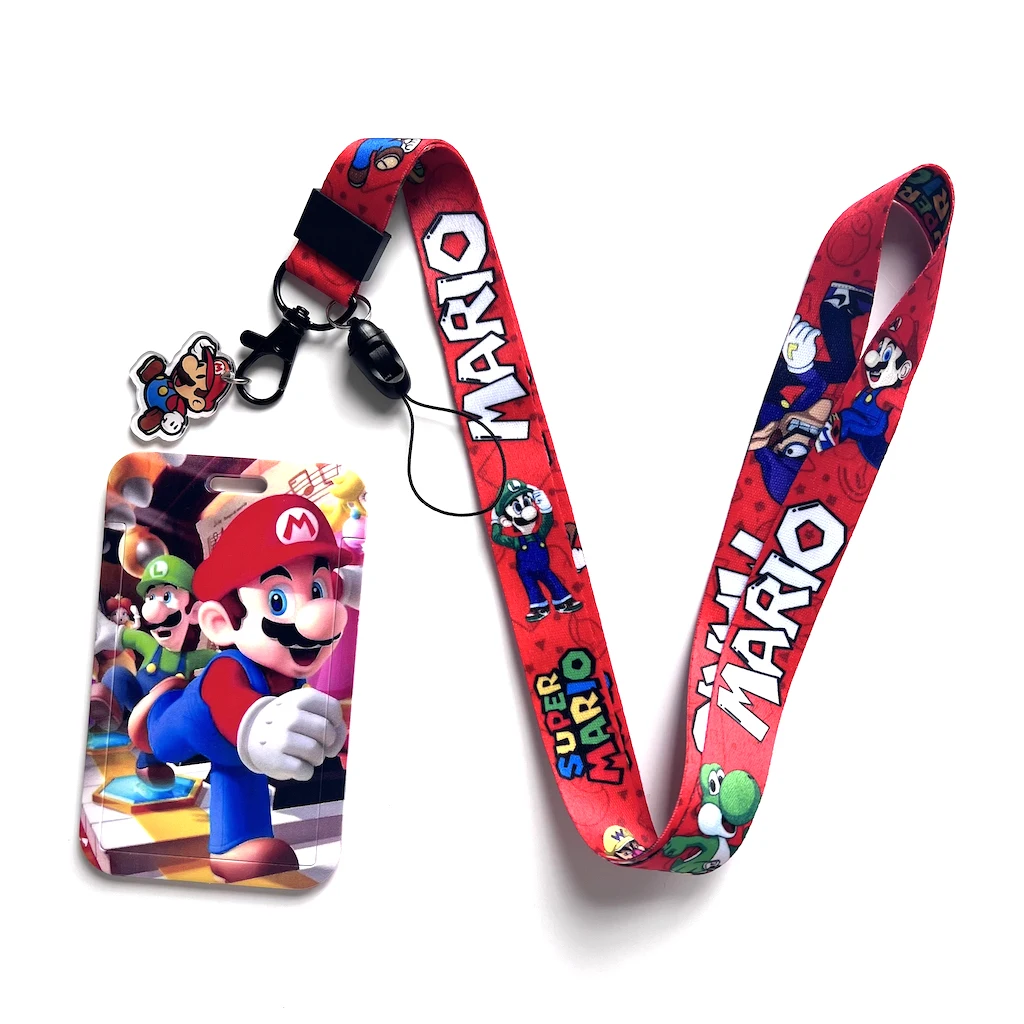 DNC personalized design sublimation cartoon mario bus card holder with lanyard ID card badge holder lanyards