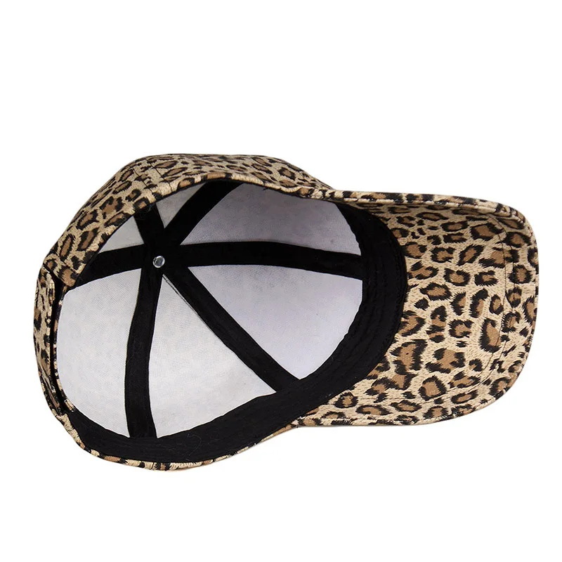 Fashion high quality 6 panel animal women baseball hat leopard print duck tongue cap