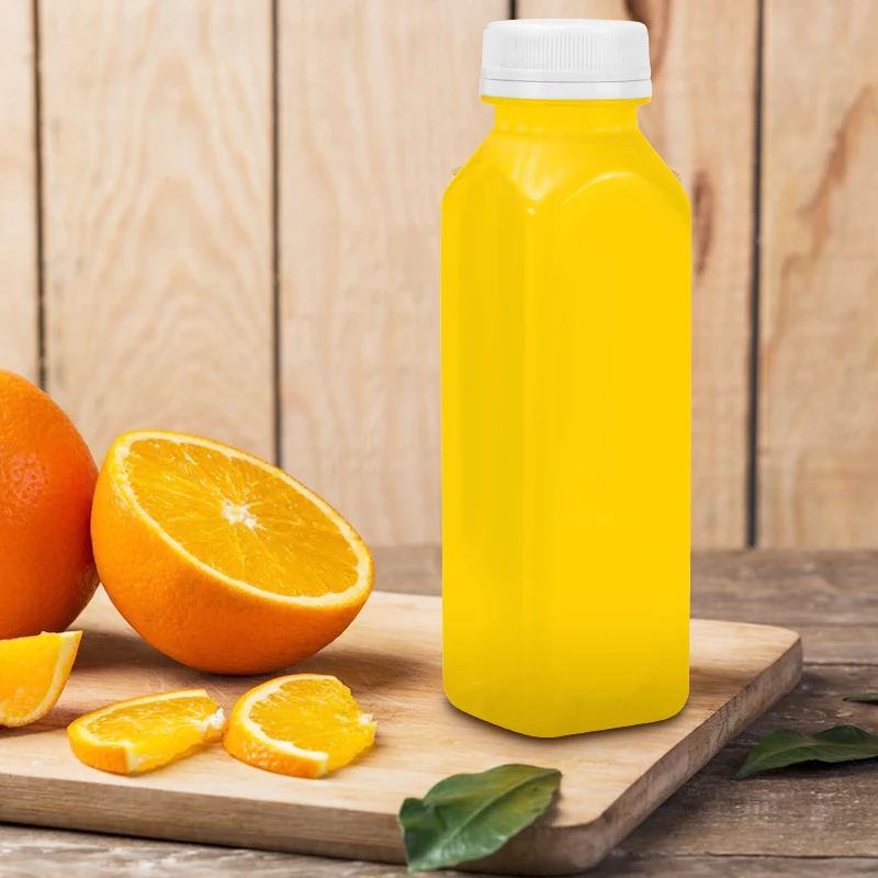 Wholesale Custom Empty PET Square Plastic Juce Bottle 500ml 350ml Clear Plastic Juice Bottles for Beverage Packaging