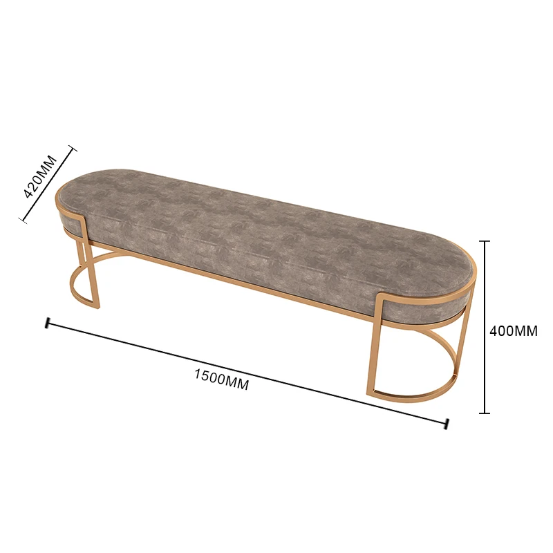 Modern Simple Design Suede Fabric Upholstered Bed End Stool With Stainless Steel Legs Ottoman Stool Footstool End of Bed Bench