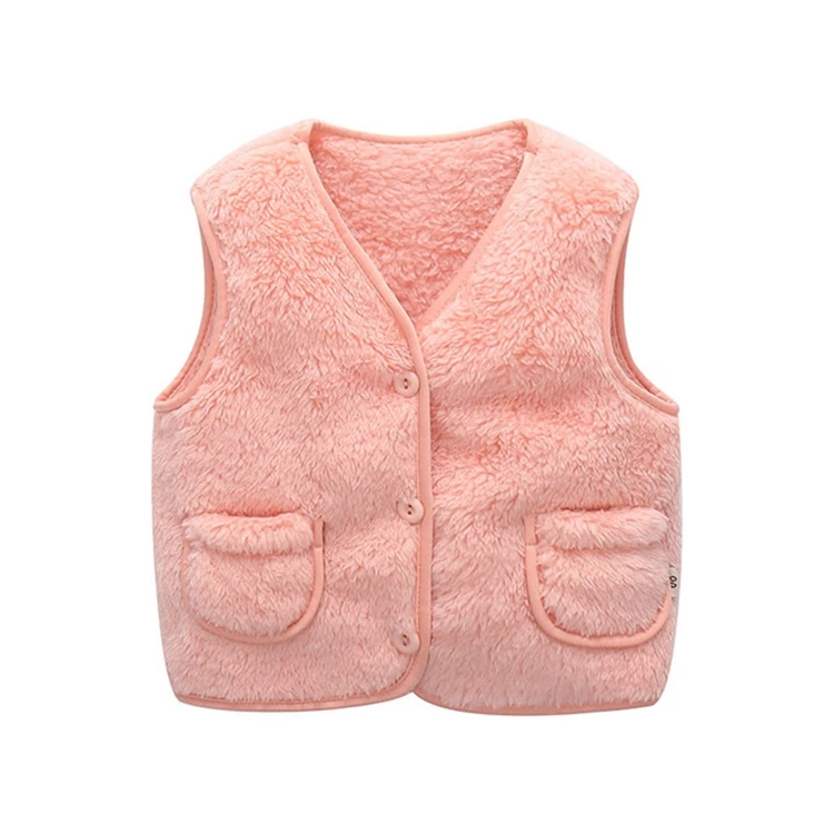 
Wholesale Children Boutique Cotton Autumn Winter Lovely Kid Warm VestBaby Girls Plush Baby Button Fleece Vest Children clothes 