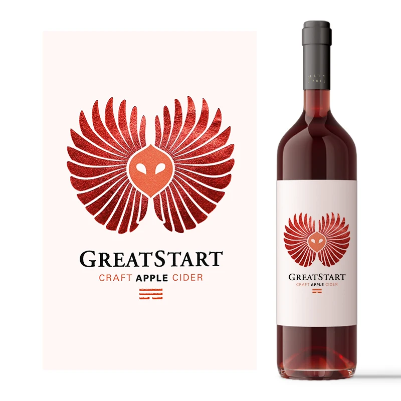 Printing Red Wine Bottle Logo Stickers Beer Waterproof Hot Stamping Gold Foil White Wine Sticker Custom Private Label Wine