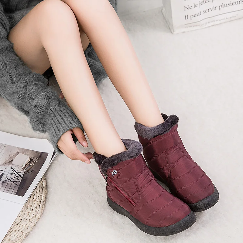 Custom Cheap Waterproof Snow Boots Winter Women Casual Lightweight Ankle Warm Fluffy Boots