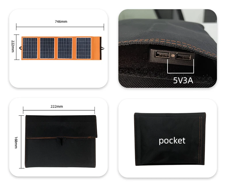 New Design Flexible 120w 21 W 14w Panel Folding Bag Foldable Solar Panel Charger