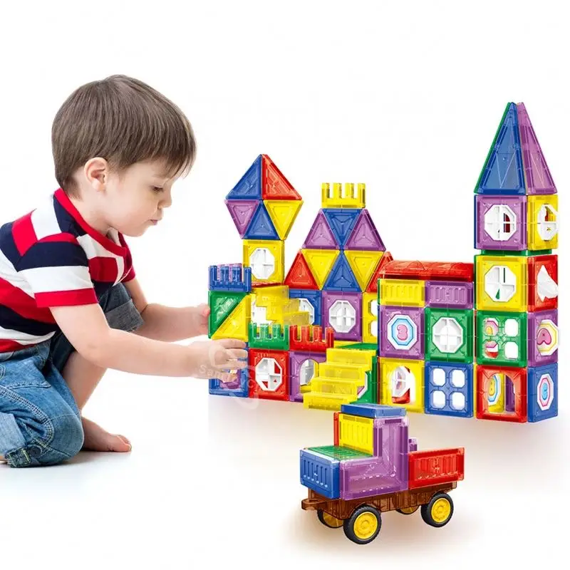 110 PCS Educational STEM toys Colorful 3D DIY Castle Block Set Construction Magnetic Cubes Building Block for Children