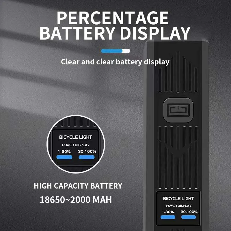 360 Rotatable 2000 Mah Motor Bike light Waterproof Rechargeable LED Bicycle Light with Horn