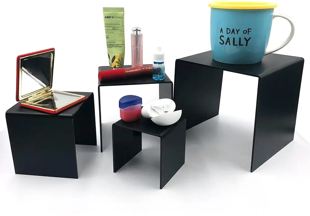 Showcase Collectibles Stands Shelf for Display Custom Black Clear Acrylic Plexiglass Tiers Risers