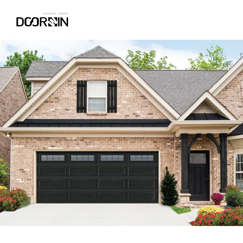 Modern Automatic Roll Up Doors Steel Sectional Intelligent Operation Hurricane Resistant Aluminum Glass Garage Doors