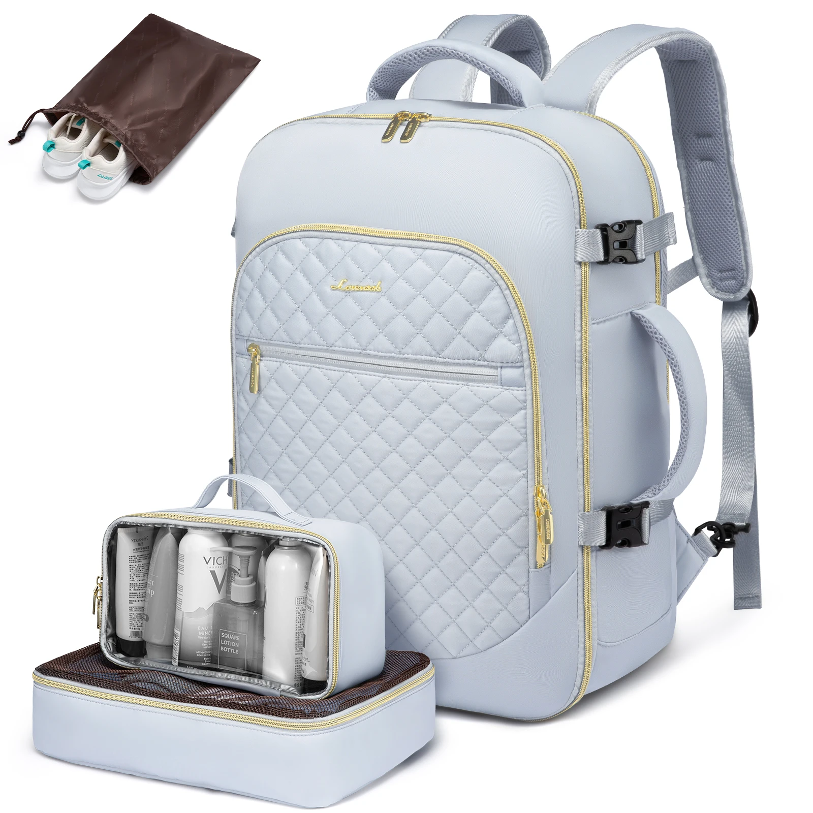 LOVEVOOK Large 30L Waterproof Suitcase Backpacks with 3 Packing Cubes Business School Weekender Overnight Travel Backpack Women