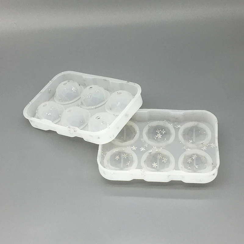 Eco-friendly 6 Cavity Easy to Demould Round Shape Non-toxic Food Grade Silicone Ice Ball Maker