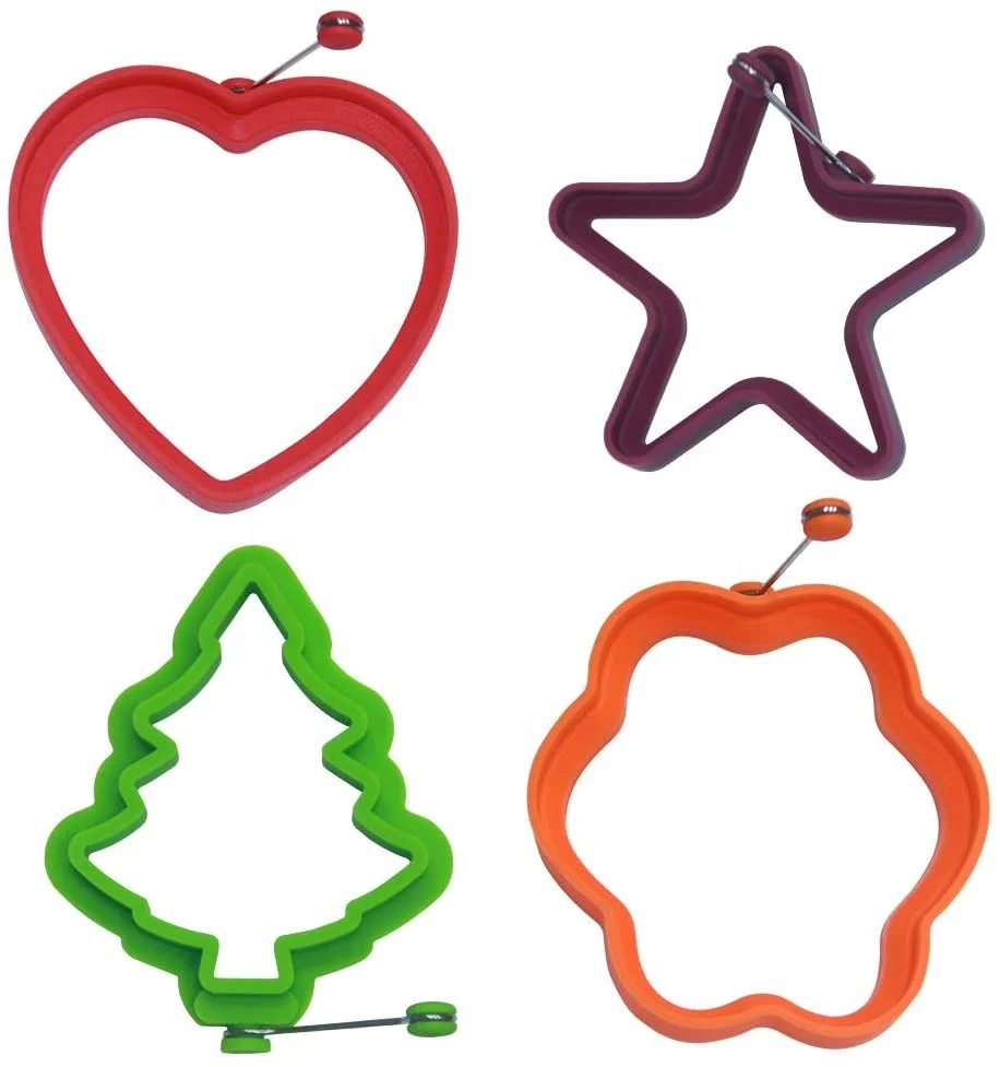 Cooking tool Reusable Pancake Art Batter Mold star Shaped Silicone Egg Ring
