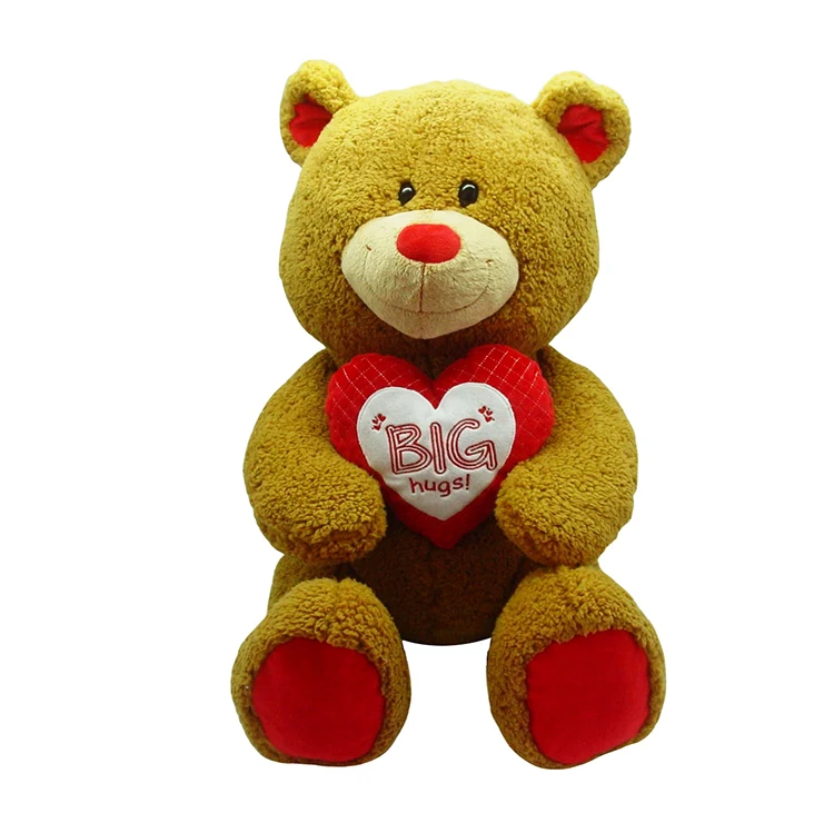 Lovely soft stuffed plush cute animal teddy bear with heart pillow for Valentine