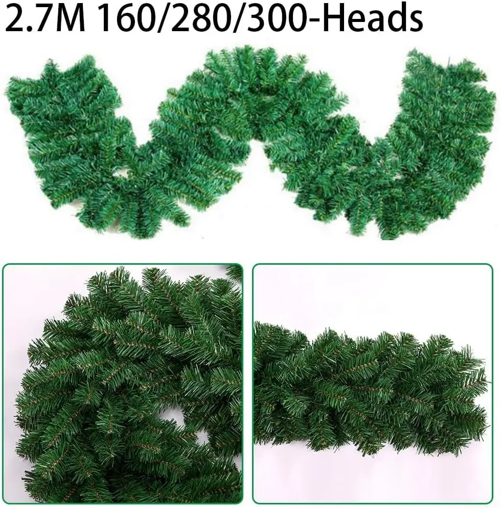2.7 M Green Garland Artificial Christmas Pine Decorative Garland Greenery Garland Pine Wreath For Outdoor Party Decorations
