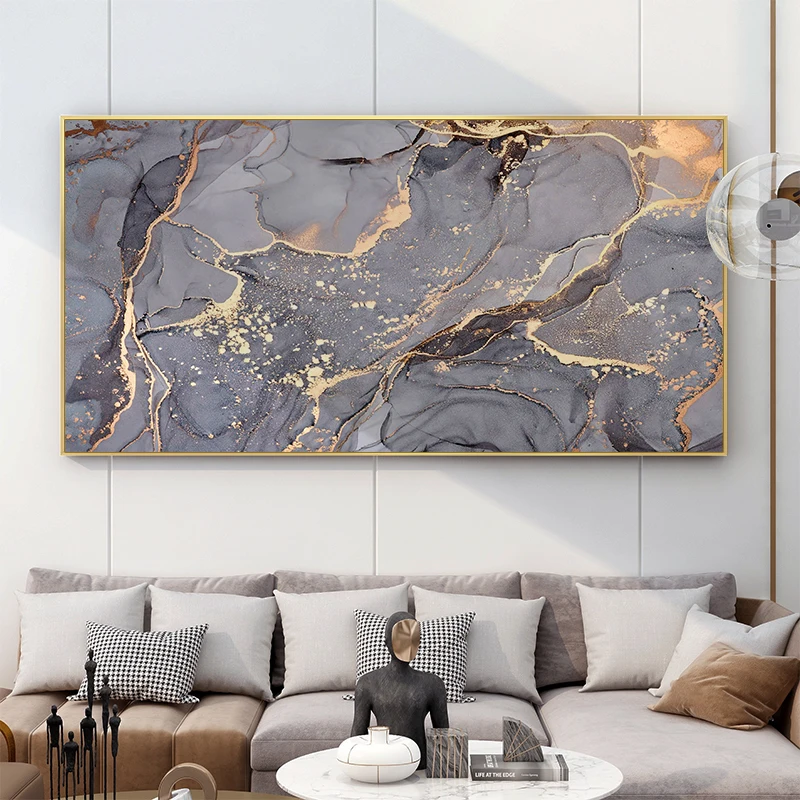 Modern abstract decor hang painting on canvas custom gold abstract oil painting for living room wall art