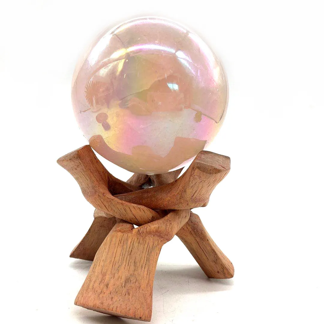 wholesale gemstones Polished Crystal Crafts angel aura rose quartz ball electroplating natural crystal sphere for decor