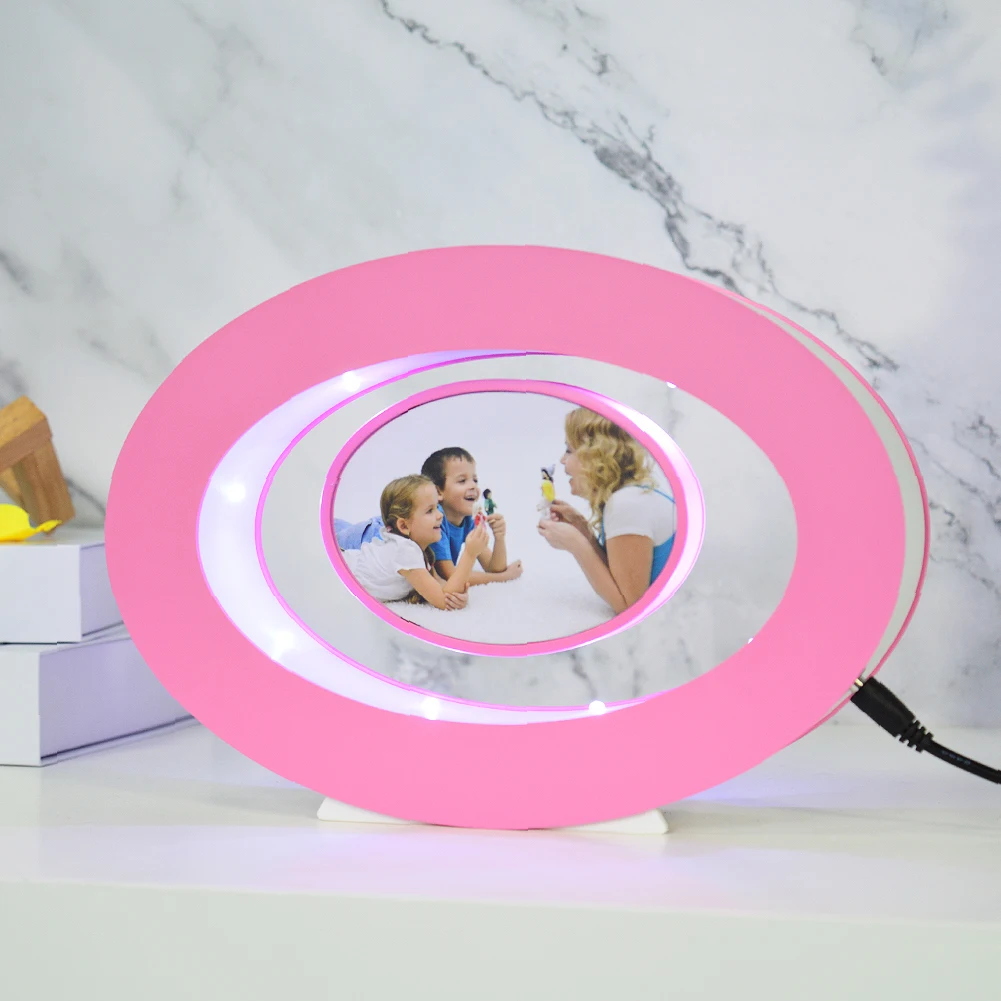 Hot Selling Acrylic Oval Floating Magnetic Photo Frame to Put Photos for Birthday Gifts