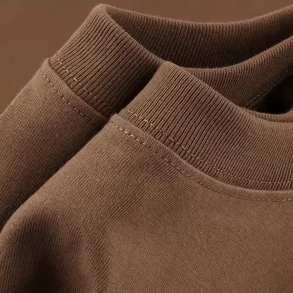 Custom logo210g heavy coffee colour cotton cotton short sleeve men and women basic T-shirt round neck loose couple dress