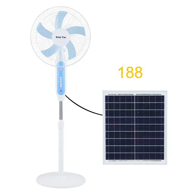 AC/DC Operation Metal Grill 12 Inches 3 Blades Home Fans Rechargeable Electric Fan with solar panel