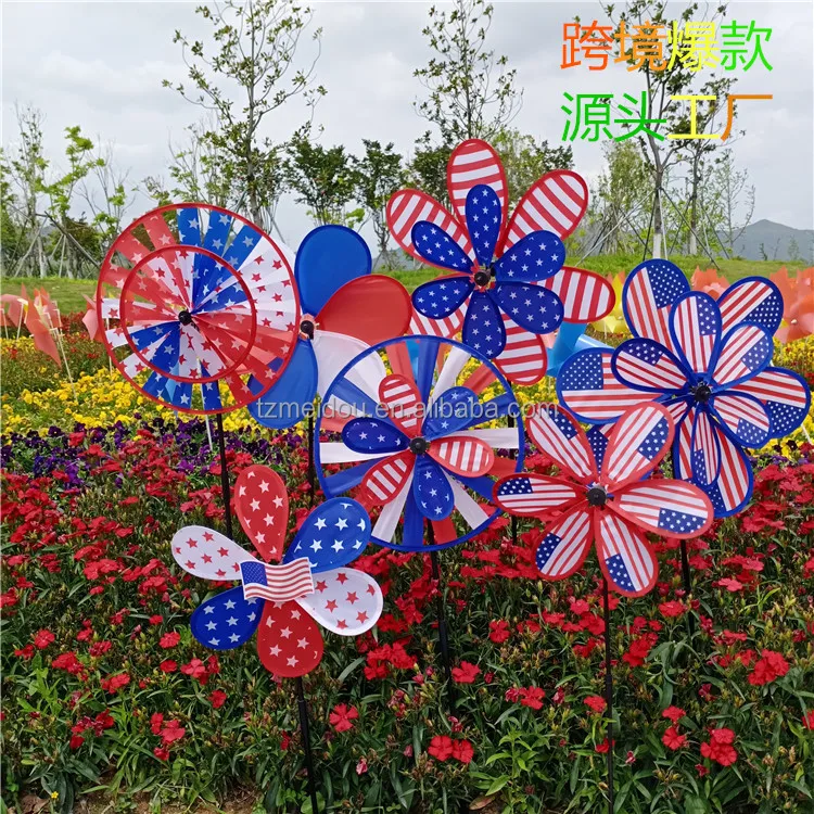 Wholesale artificial handmade American flower pinwheel windmill