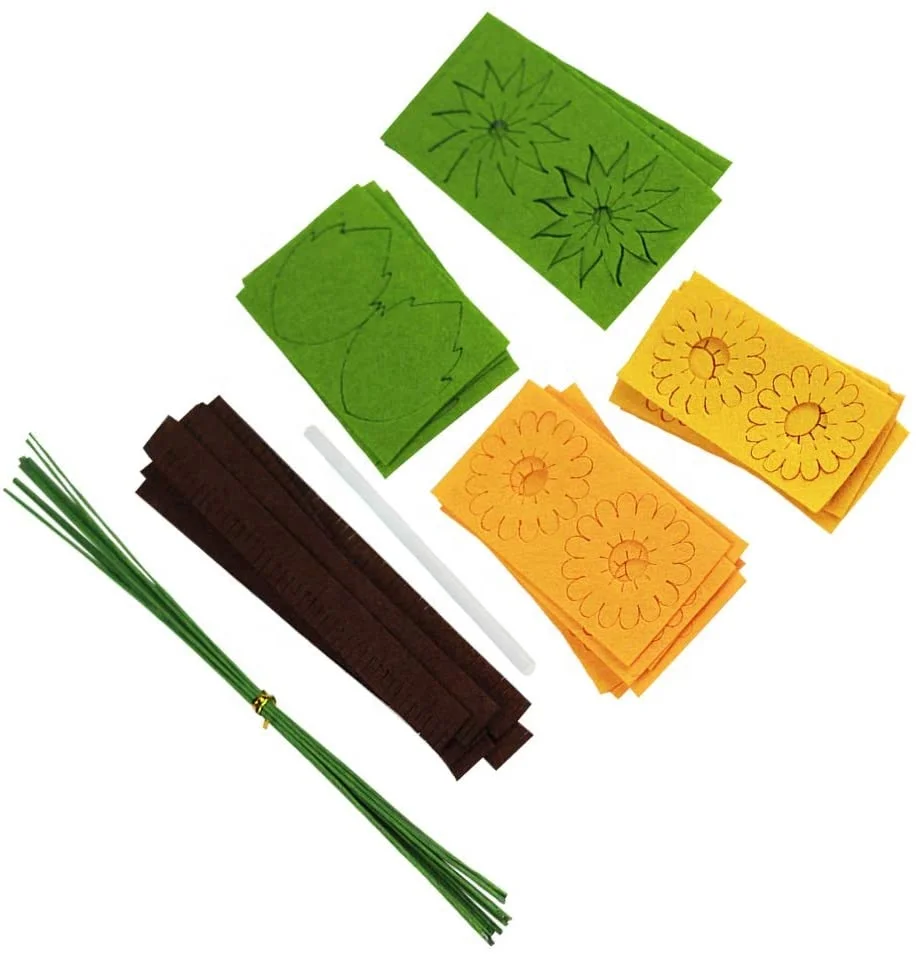 Felt sunflowers bouquets christmas supplies kids fabric flower embellishments diy craft kit for headband wreath