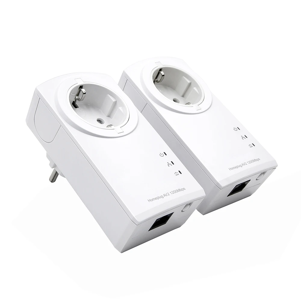 HomePlug AV2 1200Mbps Passthrough  Powerline Adapter Kit and Extra Outlets(1 PAIR)