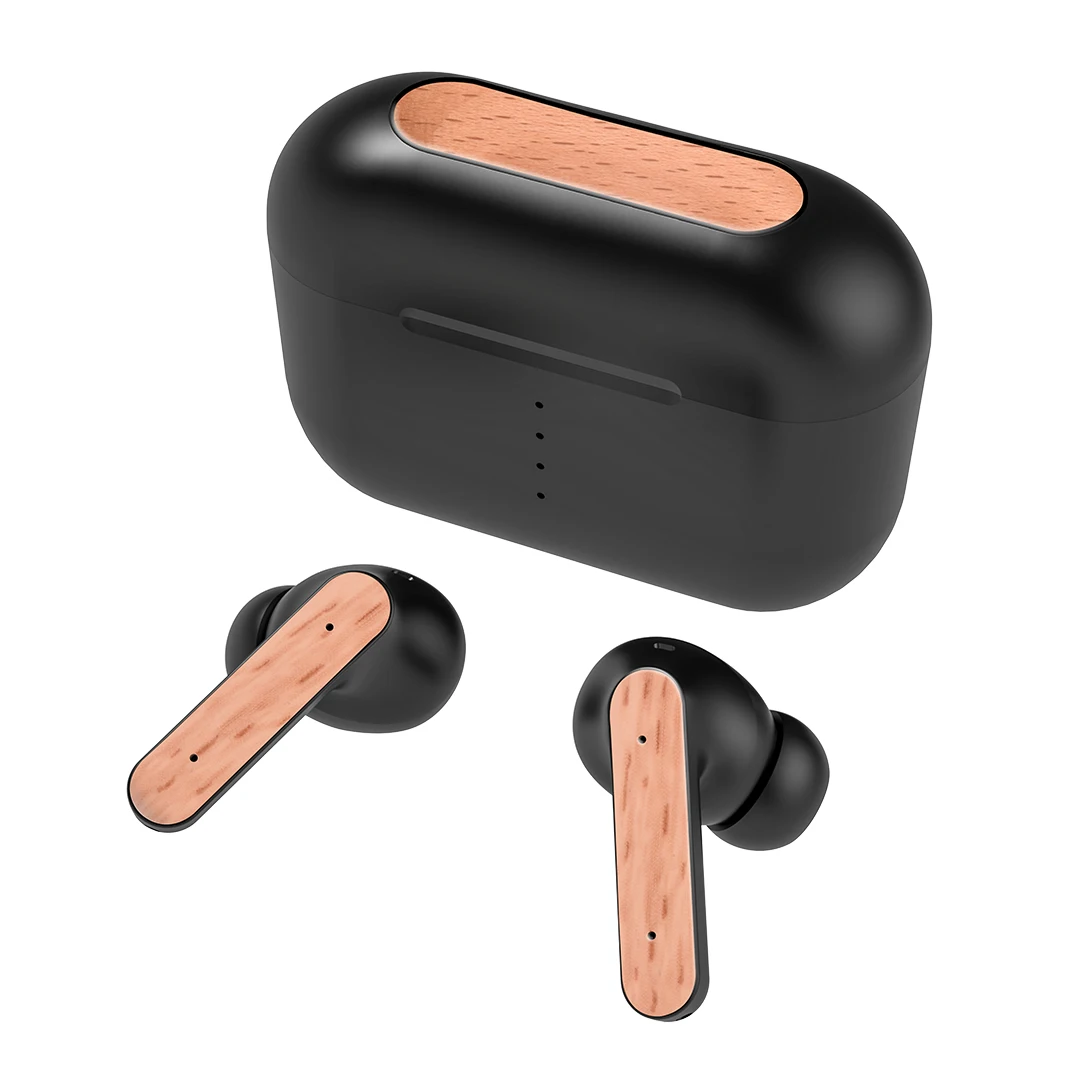 GRS Head Set Wireless Headphones With Noise Cancellations Gaming Headset Bluetooth V5.3 Earbuds Wood Earphones