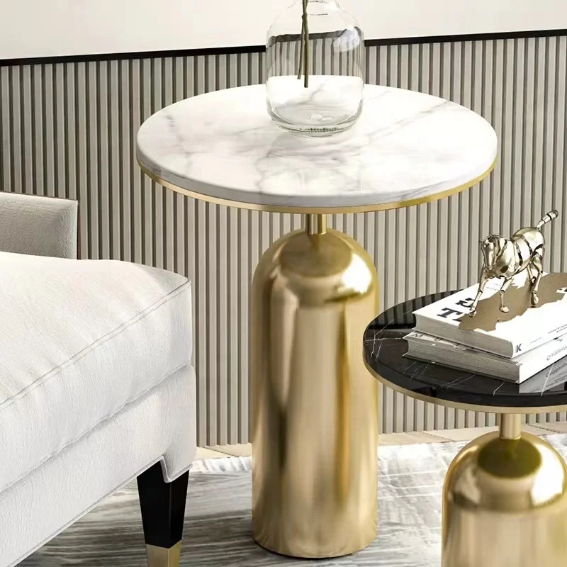 wholesale marble coffee table round High quality movable gold side table circular coffee shop marble top side table