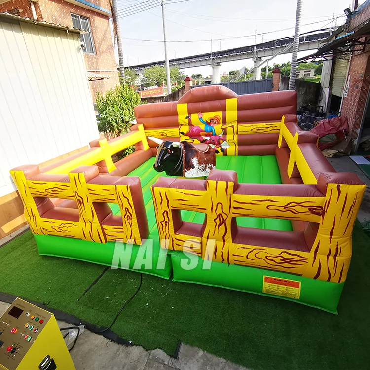 Custom Kids Rodeo Bull Adults Bull Riding Machine Inflatable Wipeout Game Obstacle Mechanical Bull Ride For Adult Parties
