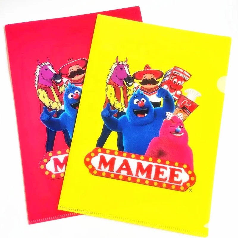 Zeamor Personalized Full Color Imprint Logo Customized L Shape Office Plastic Clear Colorful A4 PP File Folder