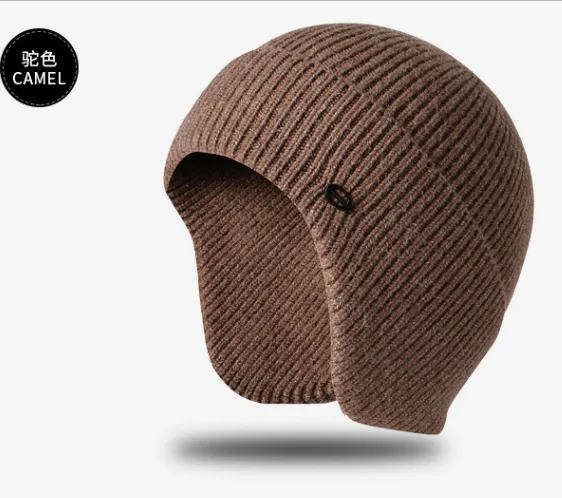 
Earflaps Ski Caps Winter Warm Angora Custom Logo Knitted Beanie Hat For Men 