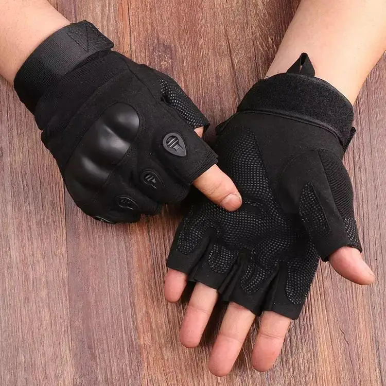 Riding Hiking Fitness Tactical Combat Gloves Hard Knuckle Gloves Half Finger Tactical Gloves