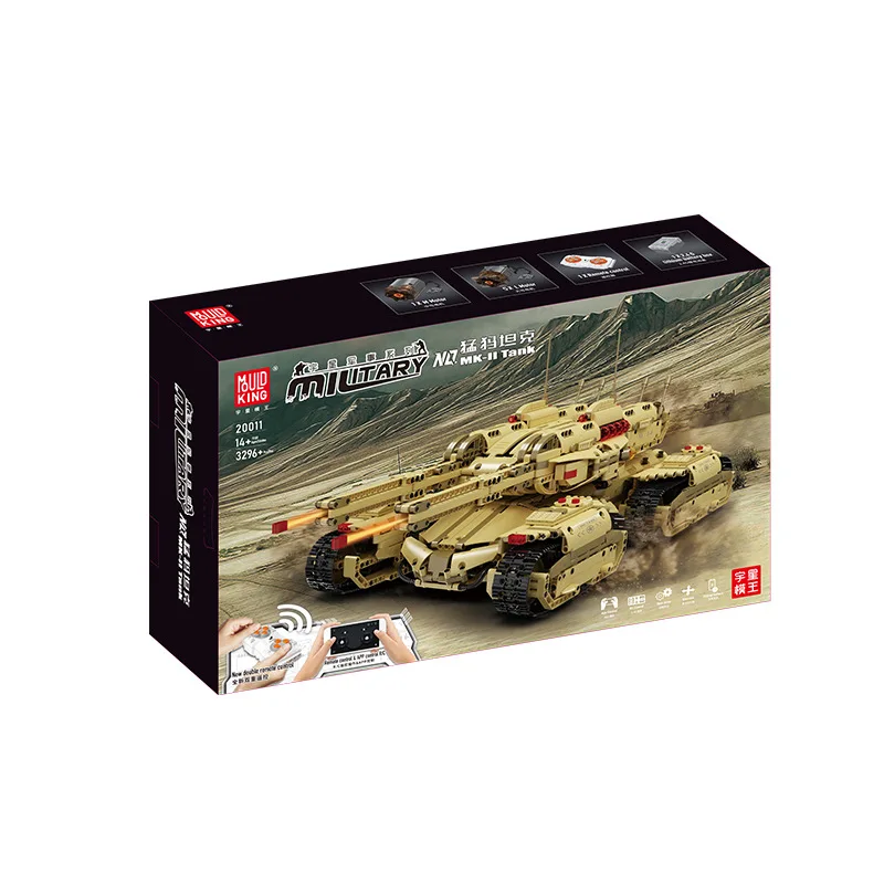 Форма король 20011 высокотехнологичные игрушечные кирпичи приложение RC военный Мамонт Танк