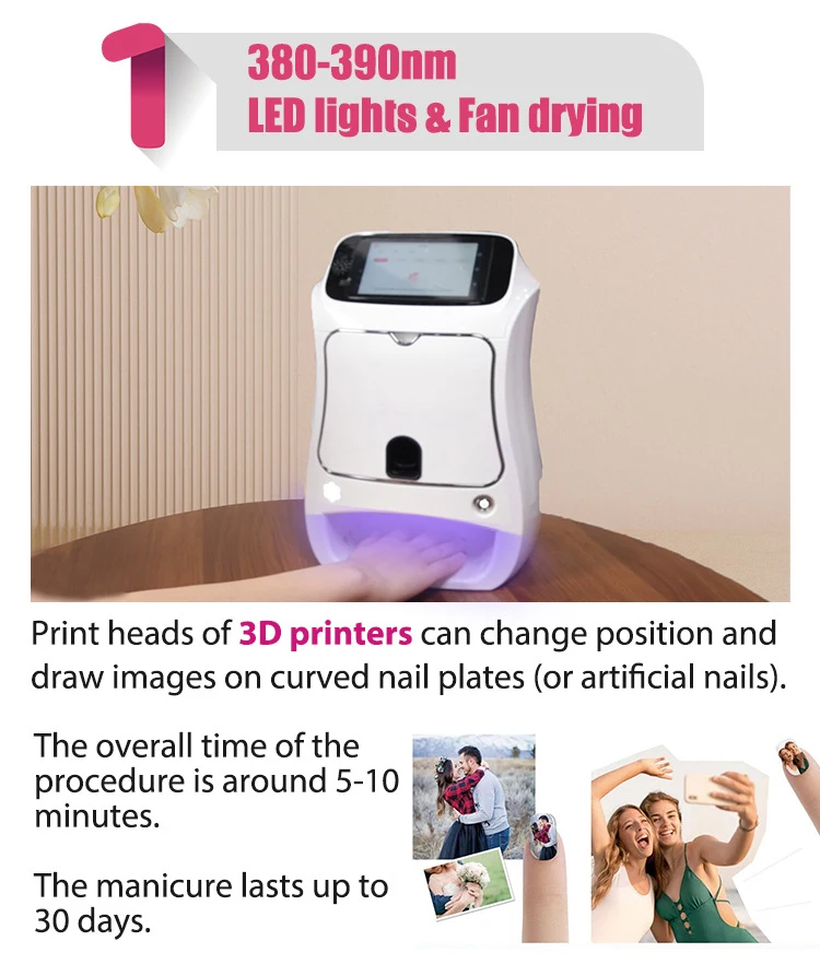 Nail Printing Machine Of 3D Print Nail Ser Automatic Printed Nails Manicure Machine Powerful DIY Functions Home Use
