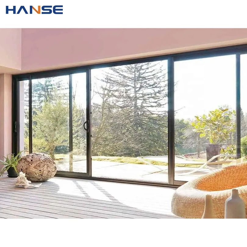 Commercial windproof waterproof panoramic exterior and interior use aluminium doors and windows sliding door system glass doors