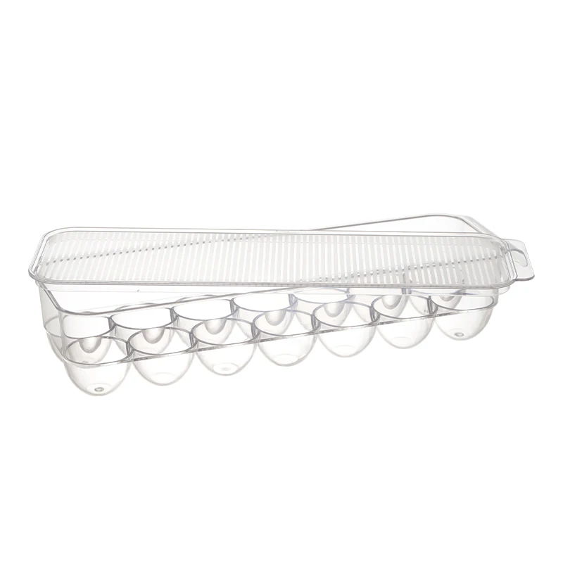 Transparent 14pcs Capacity Egg Storage Box Lid Protection Remaining Visible Refrigerator Organizer Bins