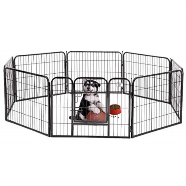 Puppy dog run animal strong heavy duty dog exercise pen,cheap 6 panel foldable metal pet fence panels folding dog playpen