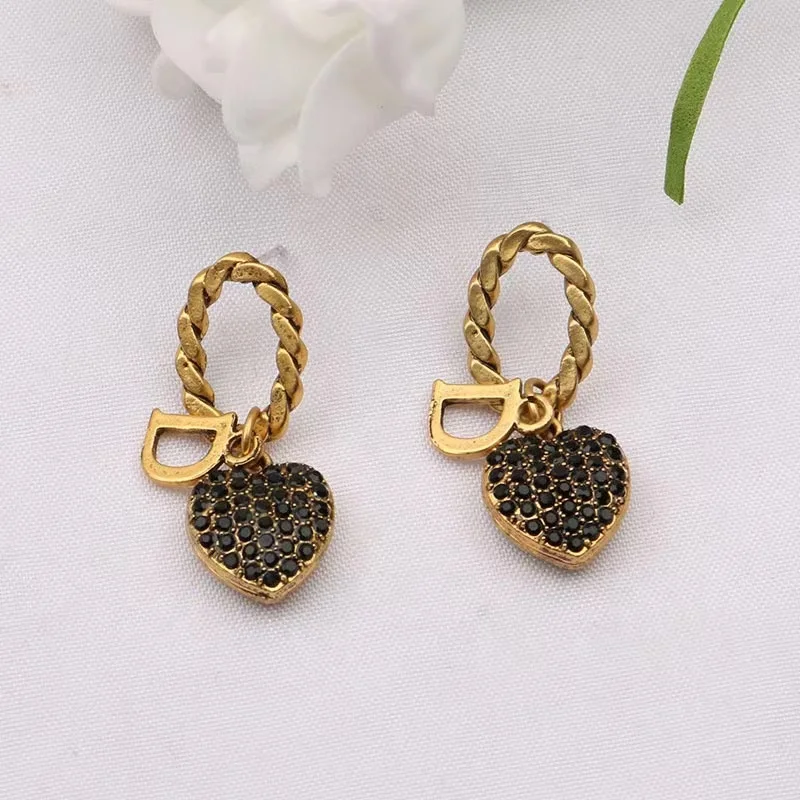High Quality Famous Brand Fashion Jewelry Earrings  Retro Classic Luxury D Earrings Gold Earrings Jewelry Women Accessories