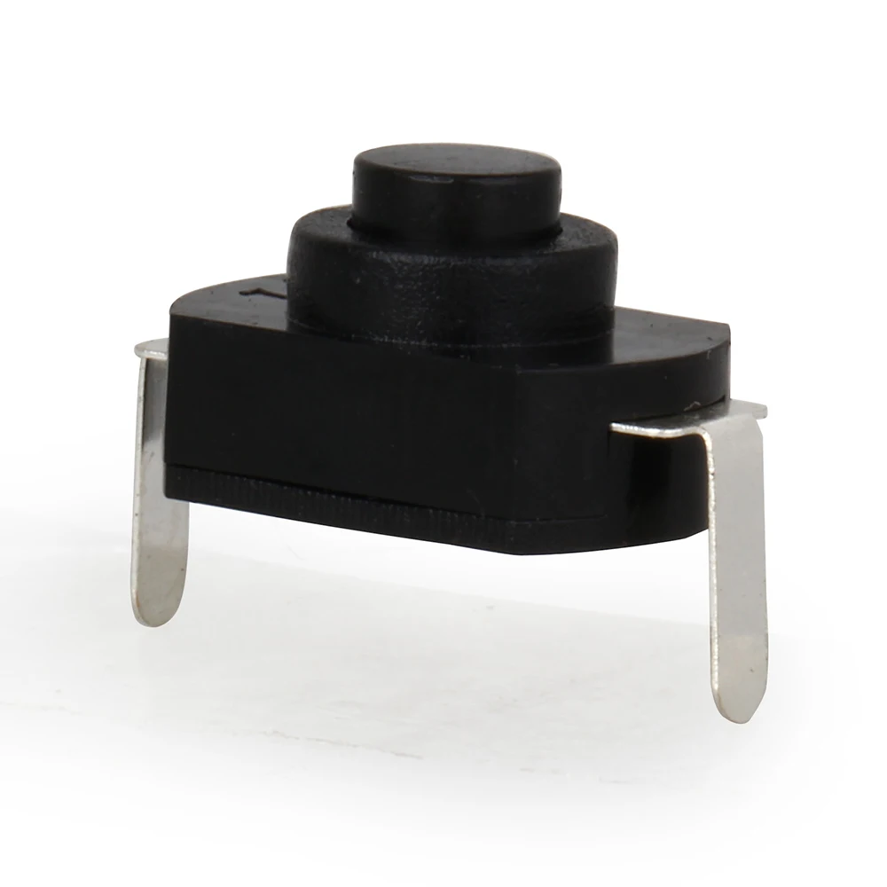 Black self lock or no lock start stop silver plated copper cap pin rubber push button switch