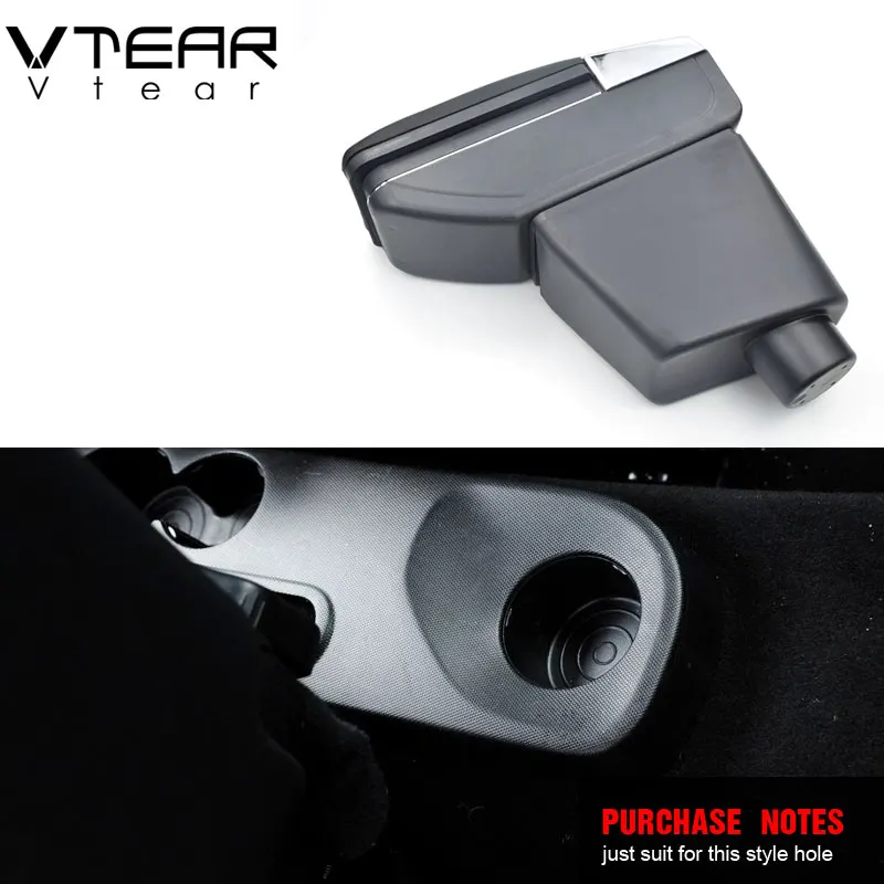 Vtear For renault clio 2 armrest leather central store storage box red thread car-styling interior ABS arm rest accessories part