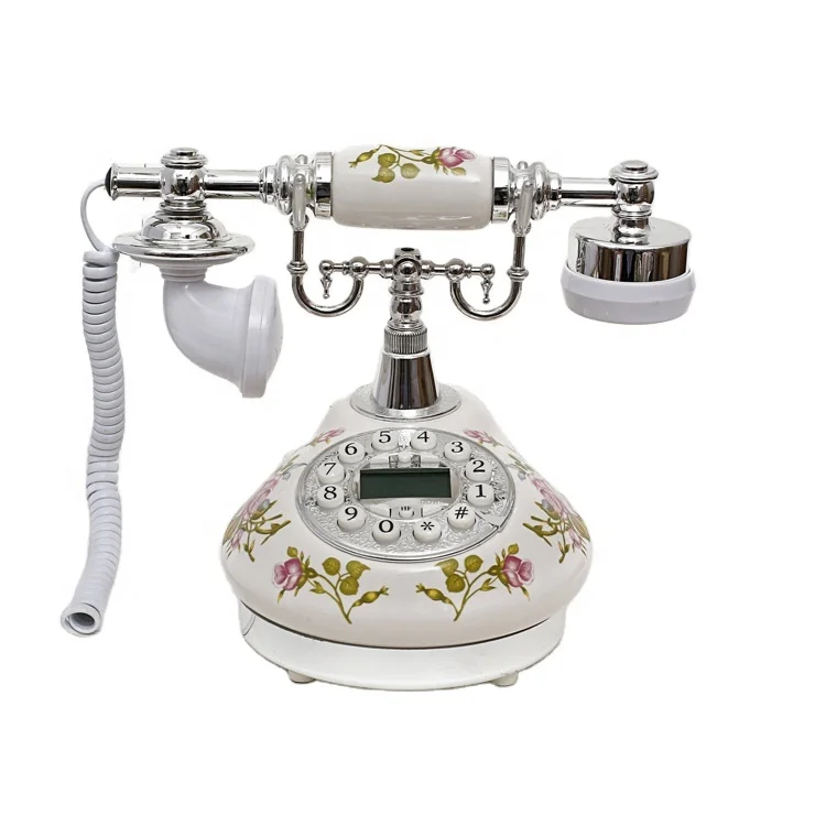 Hotel Table Decoration European Royal Luxury High Quality Antique Phone With Screen Wire Rotary Telephone