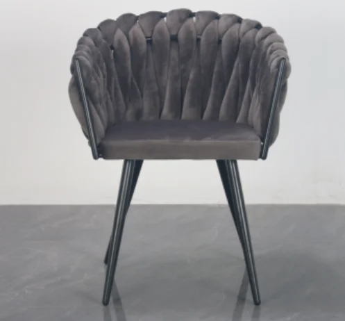 2021 New design home furniture modern luxury velvet fabric chair/french style dining chair with metal leg