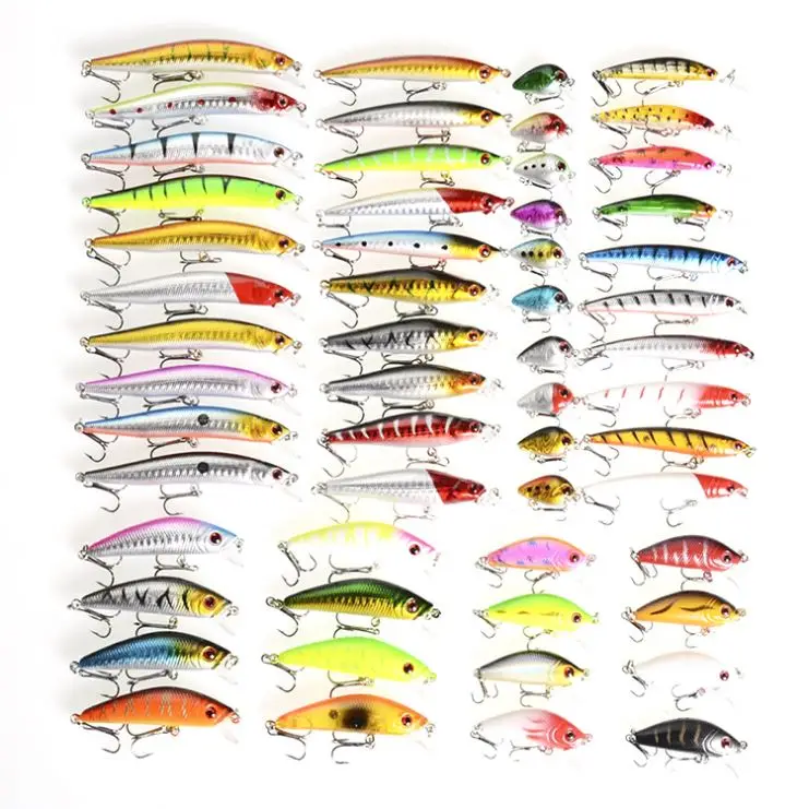 56PCS Mixed fish kit Minnow Wobblers Crankbait Hard Bait fishing gear Tackle Artificial Fishing Lure Set