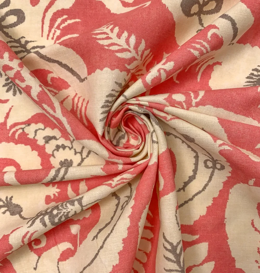OEM Customized Digital Printing By Customer Design Vintage Floral Printed Linen Cotton Fabric Linen/cotton Fabric