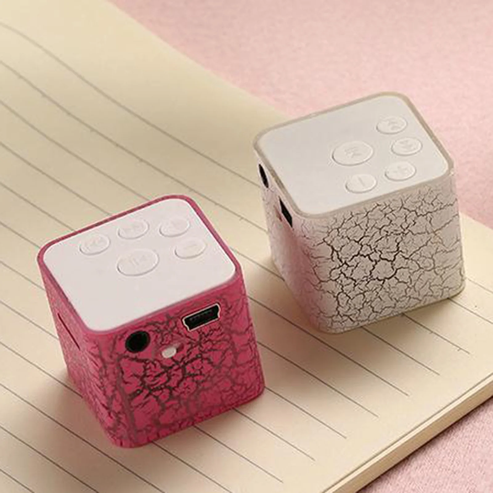 Cheapest OEM rechargeable battery car audio Crack Square Burst Pattern Portable mini Mp3 USB Player with Speaker Support card