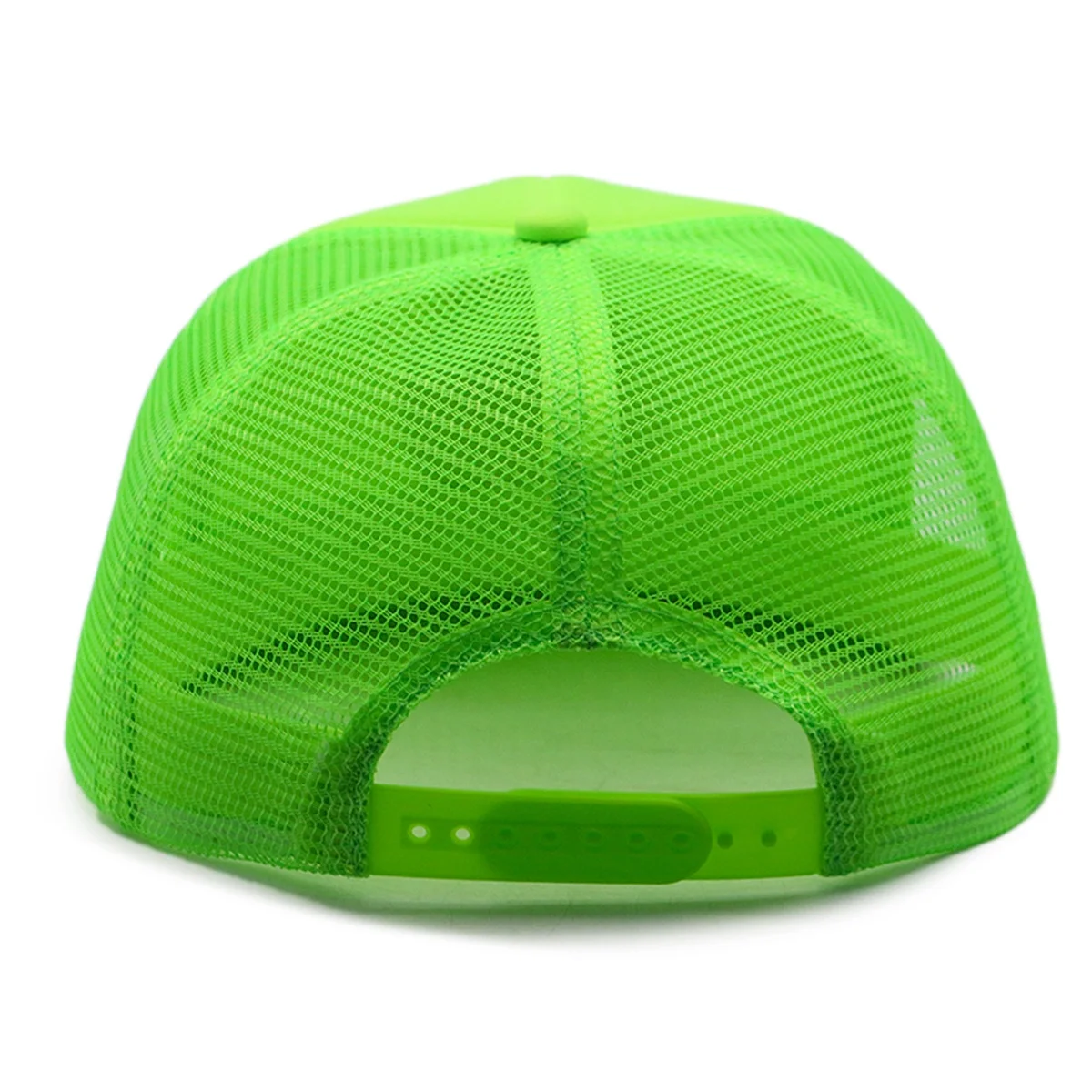 5 Panel Custom Design Flat Square Bill Unisex Neon Green Foam Mesh Cap Trucker Chenille Embroidery Patch Snapback Hat