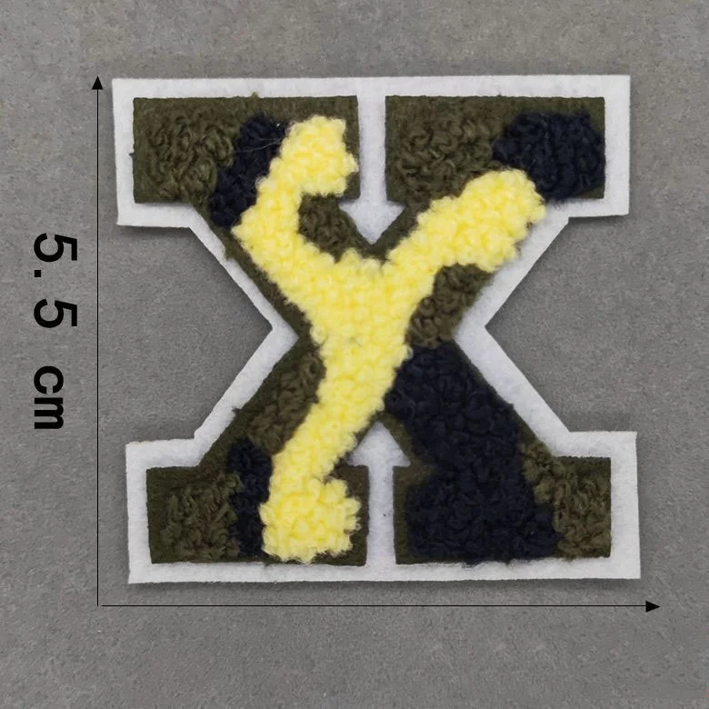 Camouflage Towel Alphabet Wholesale SEW ON Iron On Letters Pink Chenille Embroidered Patches for Garment