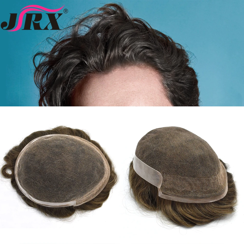 
Top Quality Handsome Wavy Black Color 1B# Indian Human Hair Integrated Men Toupee for Hair Restoration 
