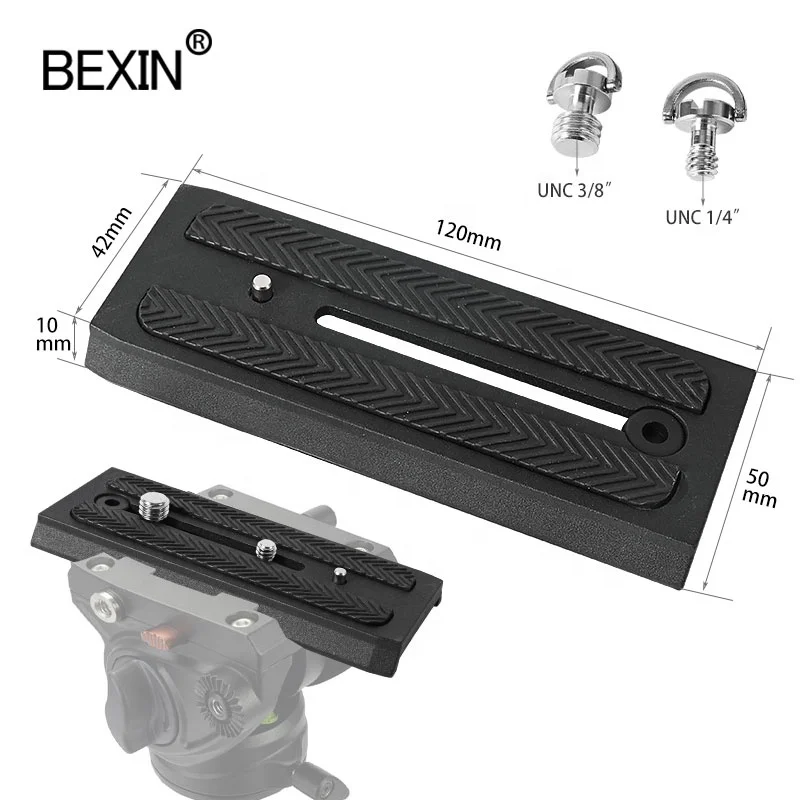 BEXIN Professional Flexible Quick Release Complete Sliding Loading cameras Plate for Hydraulic PTZ Tripod Head and Manfrotto