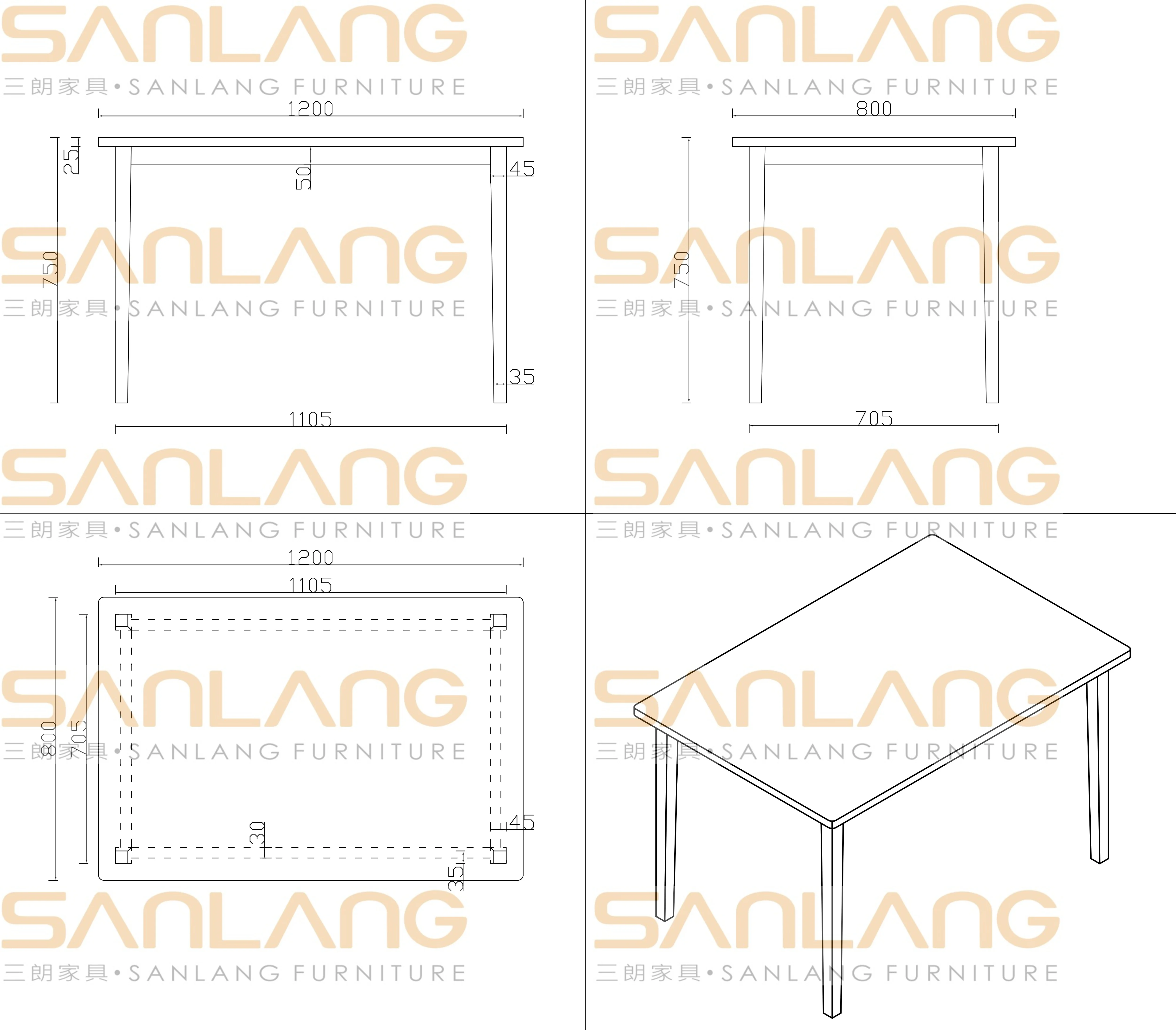 dinning desk set antifouling antiscratch laminate coffee tabletop legs coffee table bar restaurant rectangular dining table set